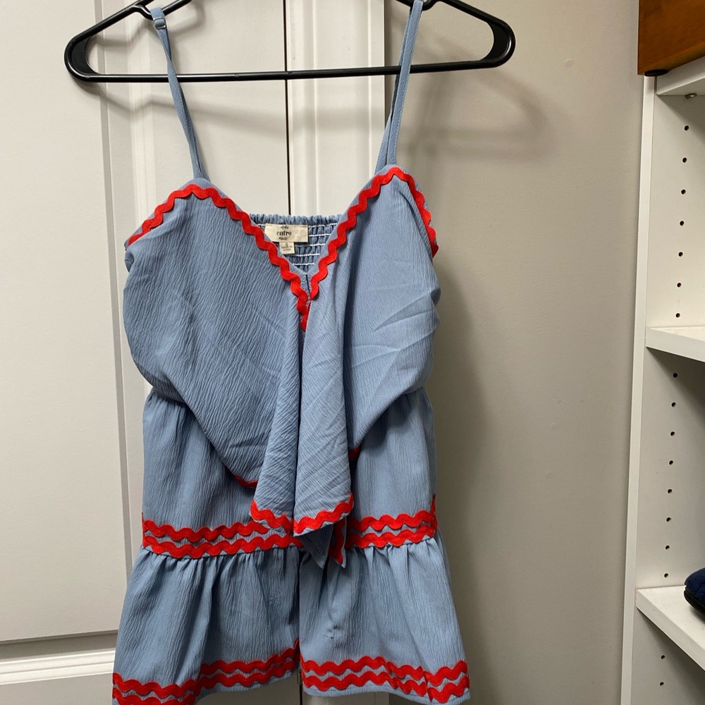 Blue and red festive tank- worn only once- adorable-S